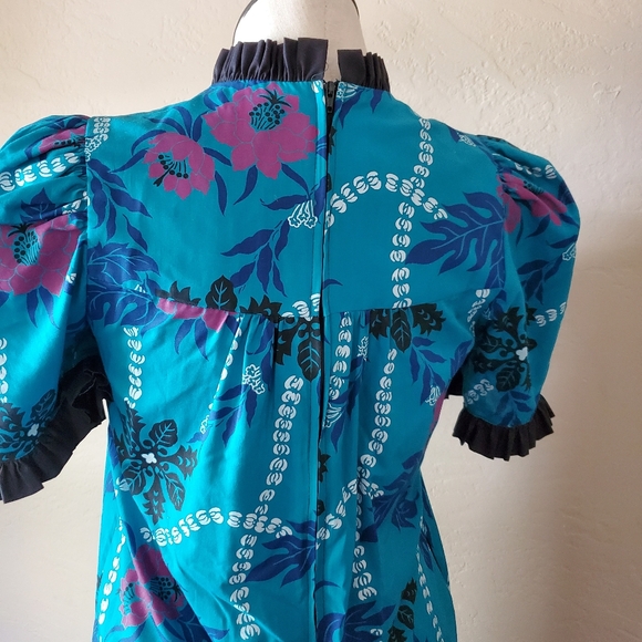 Ladies Vintage Blue Hawaiian muumuu Maxi dress medium - Picture 8 of 10